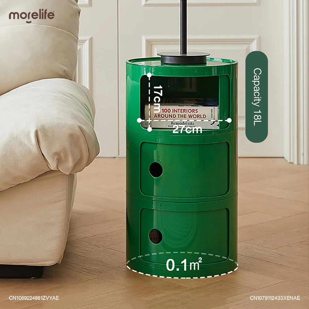 Design Minimalist Green Nightstands Mid Century Round Plastic Living Room Coffee Tables Storage Box Table De Chevet Furniture - Image 3