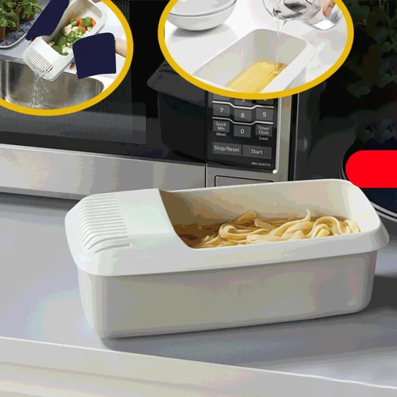 Microwave Noodles Pasta Cooker with Strainer Eco-Friendly Plastic Spaghetti Vegetable Steamer Kitchen Accessories Noodles Maker - Image 5
