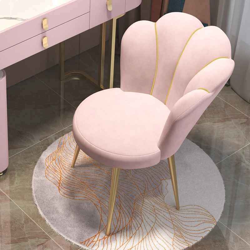 Modern velvet living room relax chair Dining room backrest stool INS design bedroom makeup chair dresser stool Nordic Furniture - Image 3
