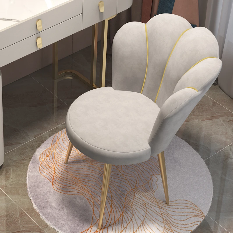 Modern velvet living room relax chair Dining room backrest stool INS design bedroom makeup chair dresser stool Nordic Furniture - Image 4