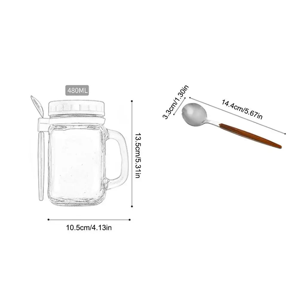 Overnight Oats Jars Milk Fruit Salad Food Storage Container Glass Breakfast Cup With Spoon Coffee Tea Can Kitchen Item - Image 6